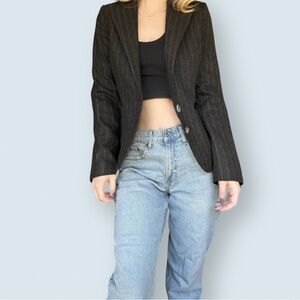 Vintage Banana Republic Grey Pinstriped Wool Blazer (Size 4)